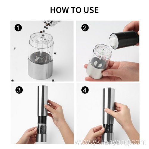 battery operated electric pepper grinder with LED